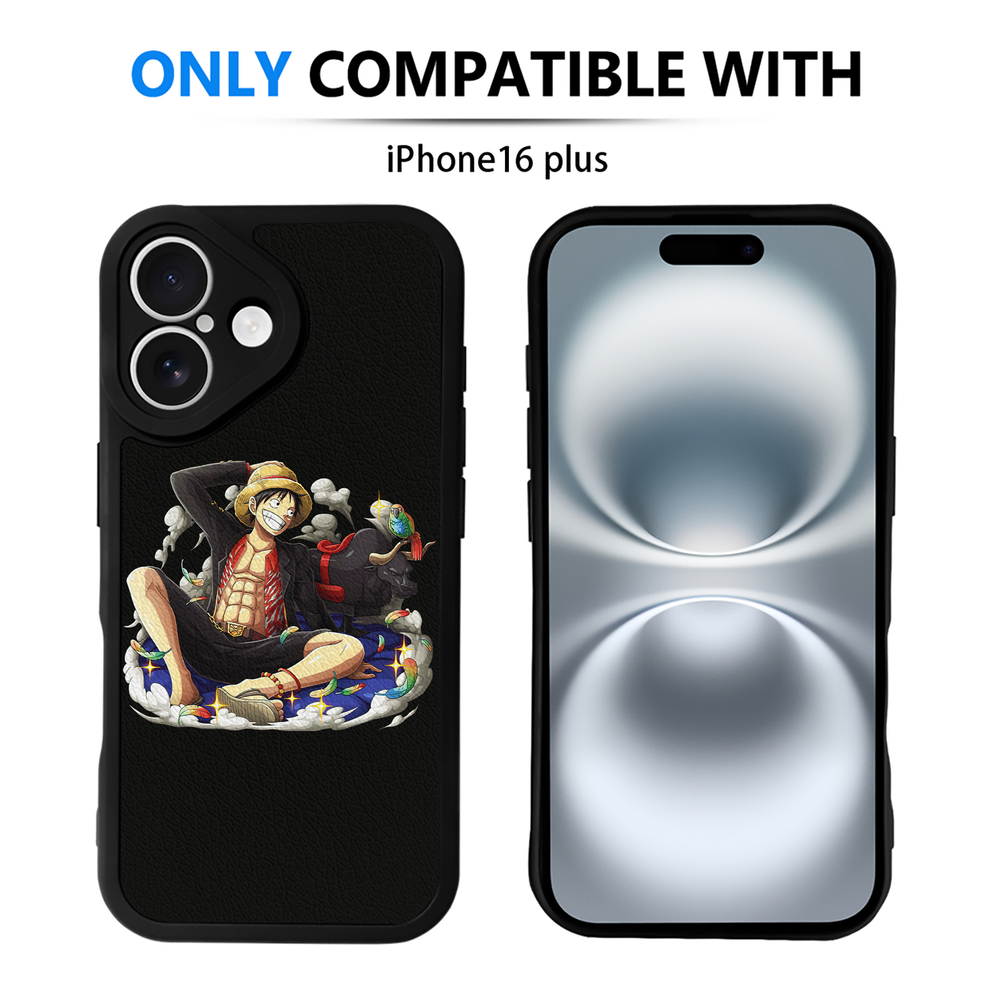 （画像用） ワンピース モンキー・D・ルフィ ONE PIECE Monkey D. Luffy 【iPhone 16シリーズ対応】シリコンスマホケース（レザー調） 材質：シリコン